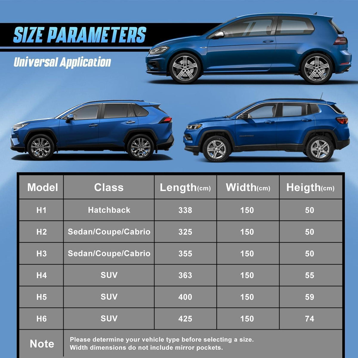 Halbgarage SUV/Kombi – Wasserdicht & Faltbar bis 510 cm