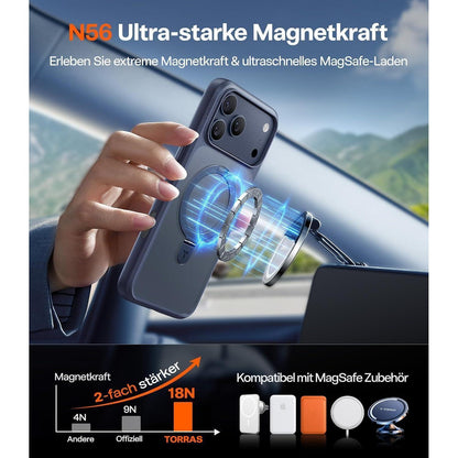 iPhone 17 Pro Max Hülle mit Ständer & MagSafe – Tiefblau