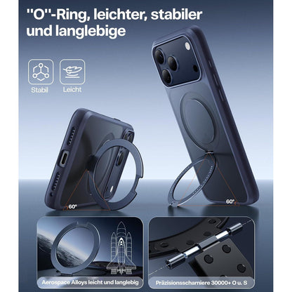 iPhone 17 Pro Max Hülle mit Ständer & MagSafe – Tiefblau
