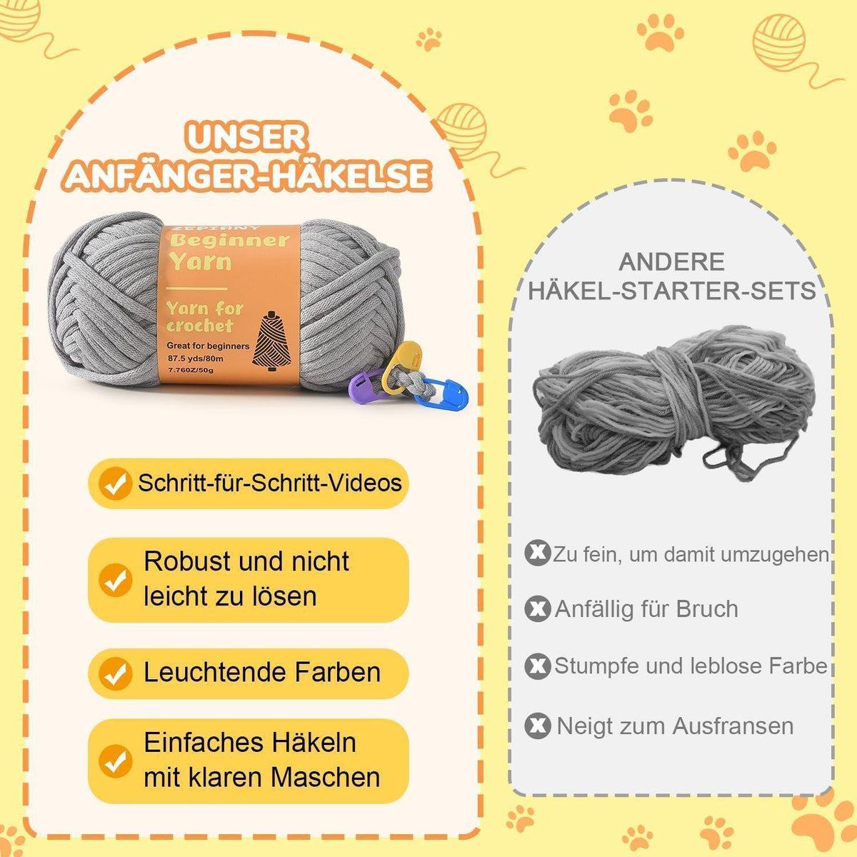 Häkelset für Anfänger: 3 süße Katzen Amigurumi zum Selbermachen