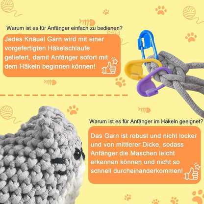 Häkelset für Anfänger: 3 süße Katzen Amigurumi zum Selbermachen