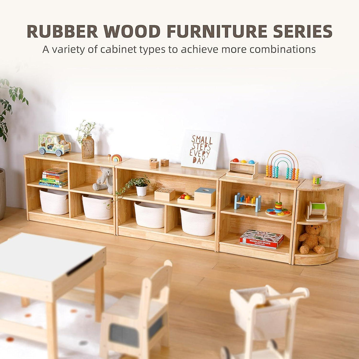 Kinderregal Holz 5 Fächer – Spielzeug & Bücher Organizer