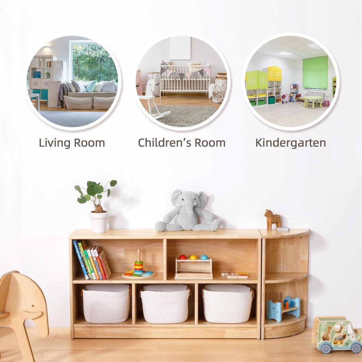 Kinderregal Holz 5 Fächer – Spielzeug & Bücher Organizer