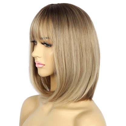 Blonde Bob Perücke mit Pony – Kurzes Haar für Damen