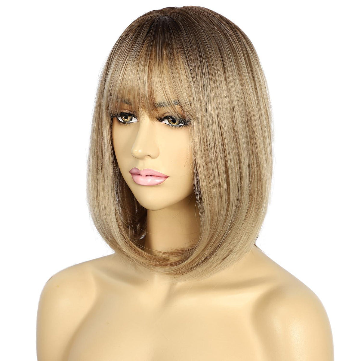 Blonde Bob Perücke mit Pony – Kurzes Haar für Damen