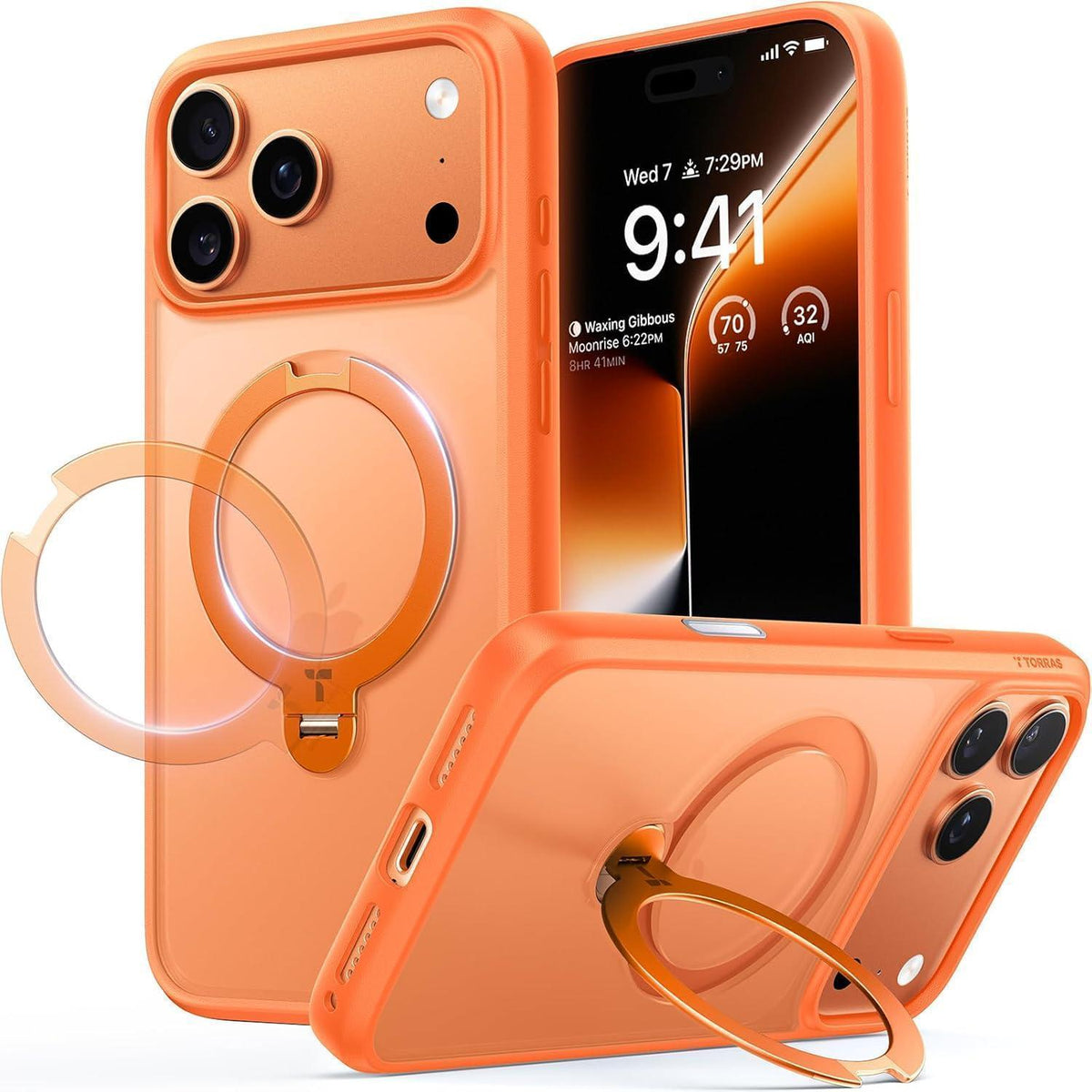 iPhone 17 Pro Max Hülle mit 360° Ständer & MagSafe - Orange