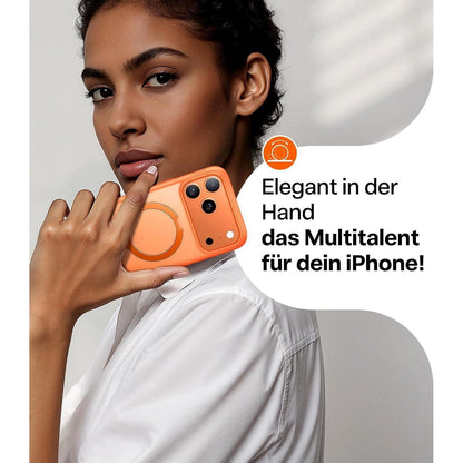 iPhone 17 Pro Max Hülle mit 360° Ständer & MagSafe - Orange