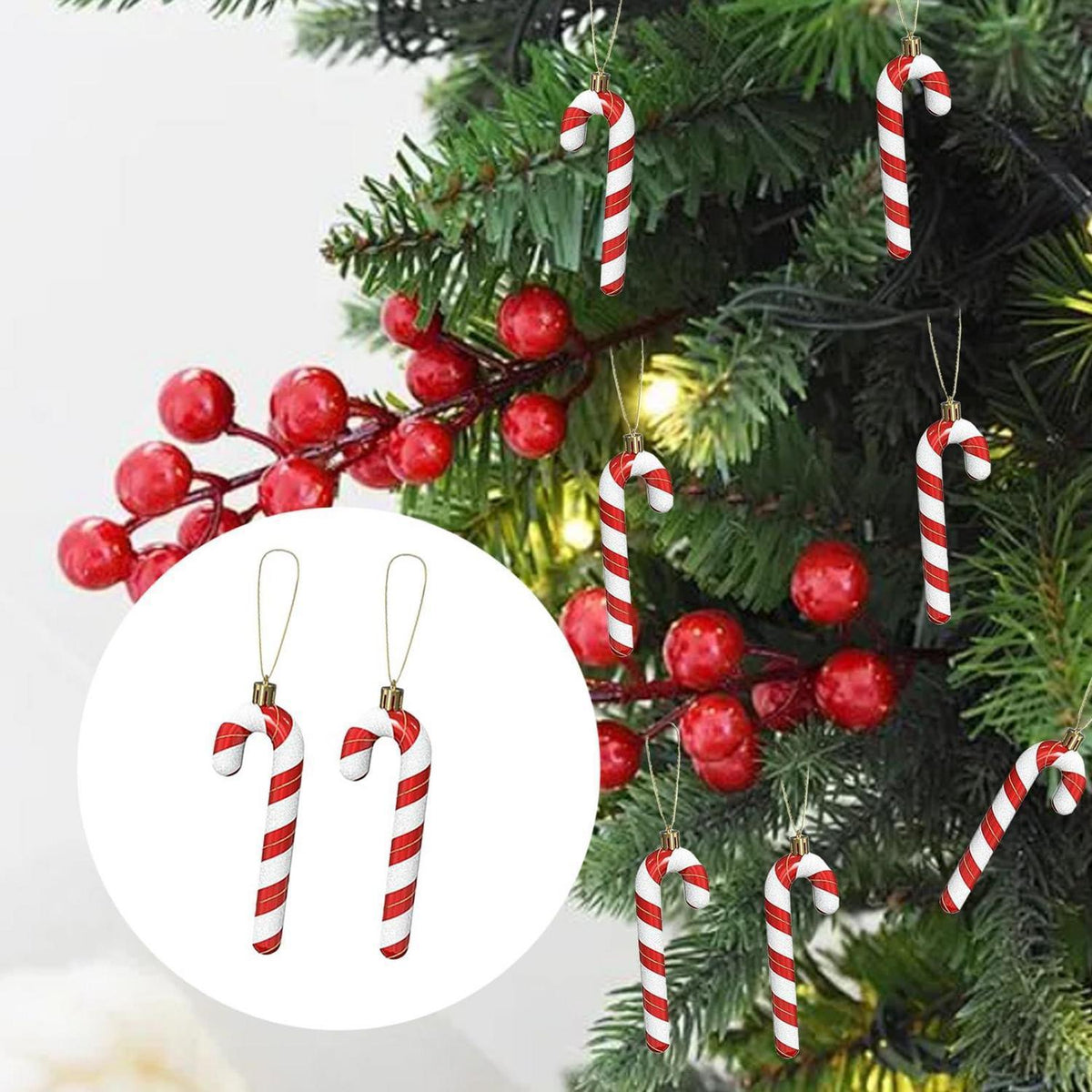 Christbaumschmuck Zuckerstangen 6er-Pack Burgunderrot