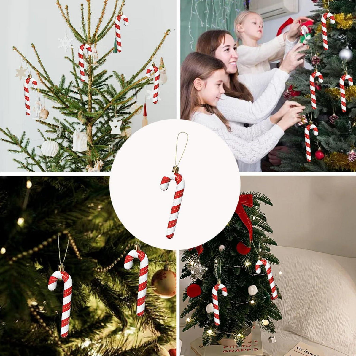 Christbaumschmuck Zuckerstangen 6er-Pack Burgunderrot