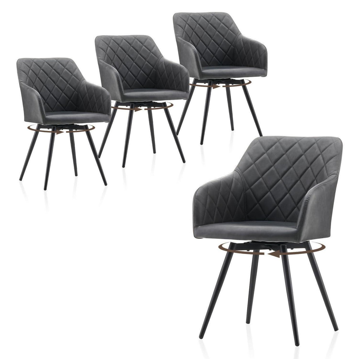 Drehbare Esszimmerstühle Set 4 – Bequeme Stühle in Lederoptik