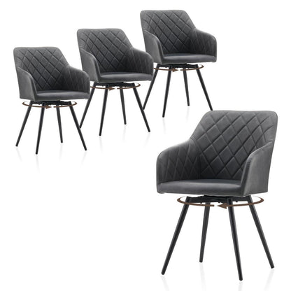 Drehbare Esszimmerstühle Set 4 – Bequeme Stühle in Lederoptik