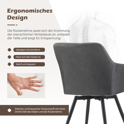 Drehbare Esszimmerstühle Set 4 – Bequeme Stühle in Lederoptik