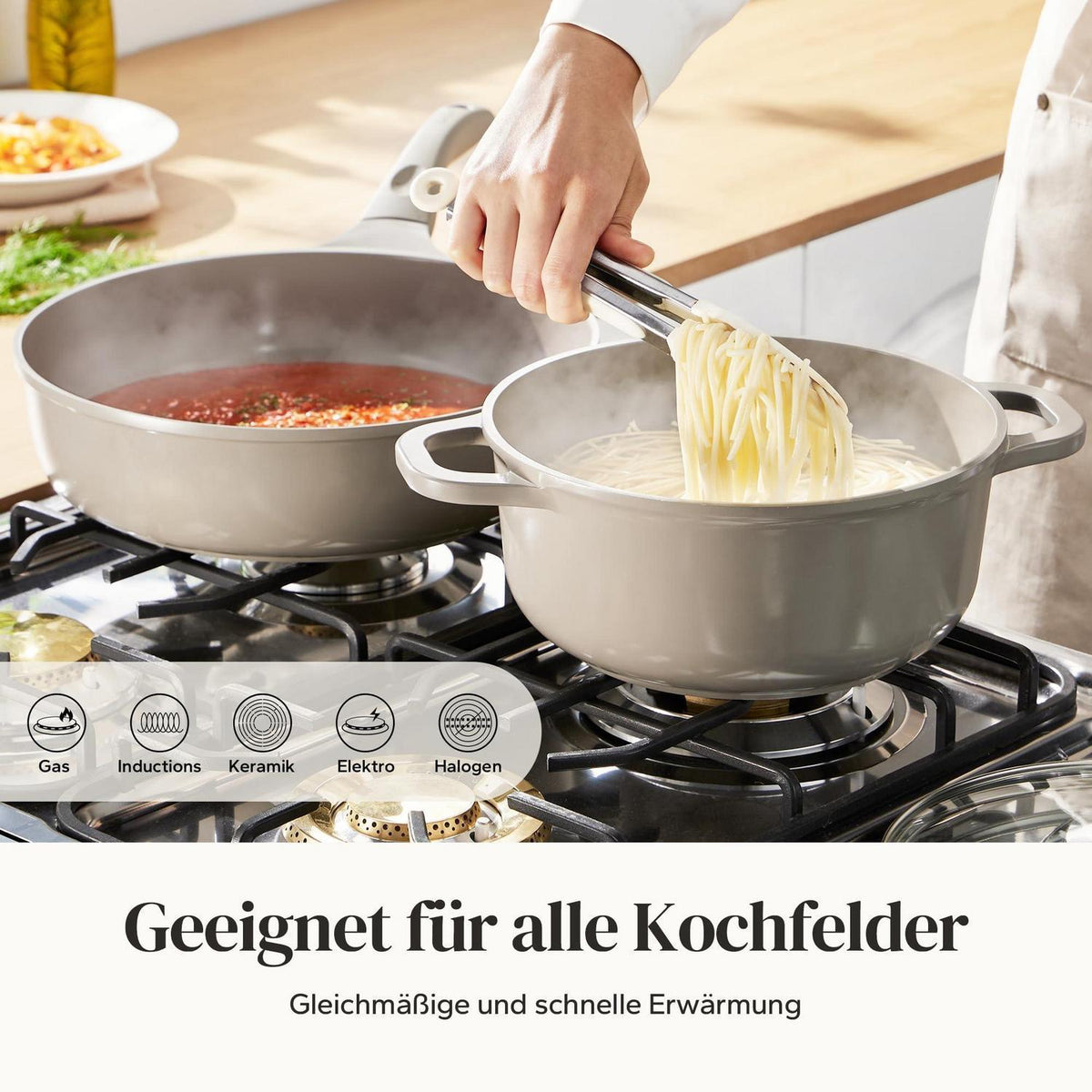 11-teiliges Keramik Topfset Induktion – Grau