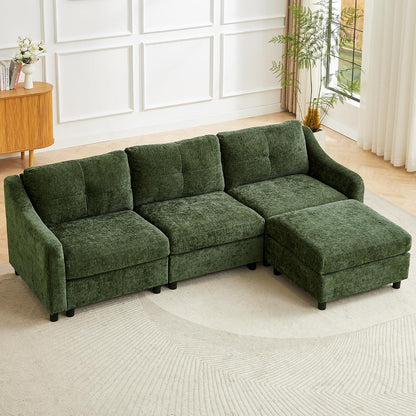 JIEXI Ecksofa mit Schlaffunktion – Dunkelgrün, 251cm
