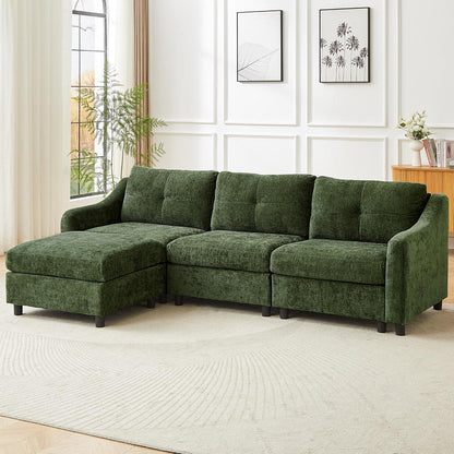 JIEXI Ecksofa mit Schlaffunktion – Dunkelgrün, 251cm