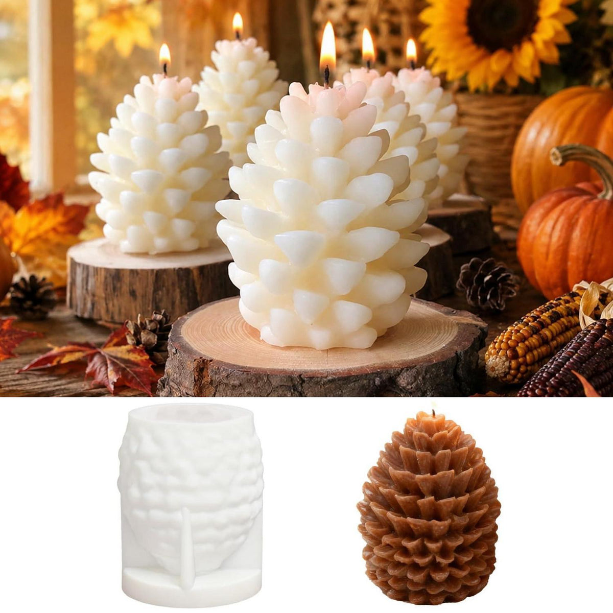 Silikon Kerzenform Tannenzapfen Weihnachten DIY Gießform