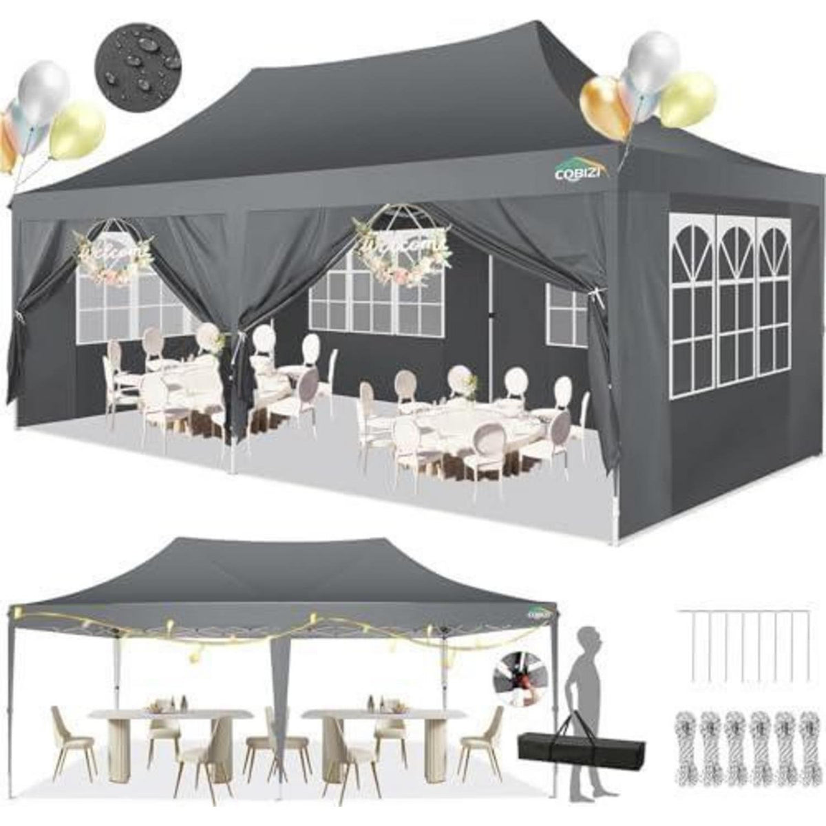 Faltpavillon 3x6m mit Seitenteilen – Wasserdicht & UV-Schutz