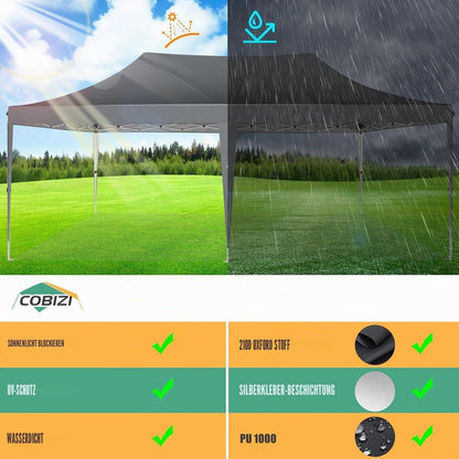Faltpavillon 3x6m mit Seitenteilen – Wasserdicht & UV-Schutz