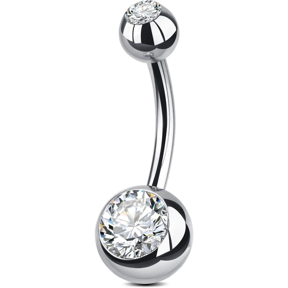 Bauchnabelpiercing Silber Titan 14G 6-16mm Zirkonia Bananabell