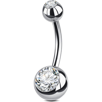 Bauchnabelpiercing Silber Titan 14G 6-16mm Zirkonia Bananabell