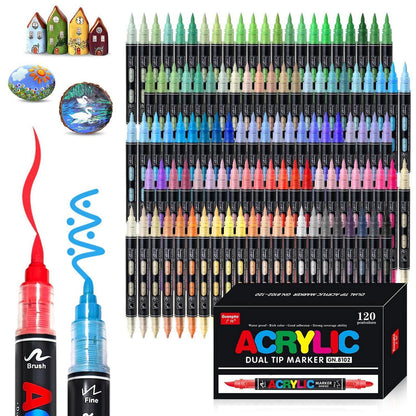 Acrylmarker Set 120 Farben – Wasserdicht & Doppelspitze