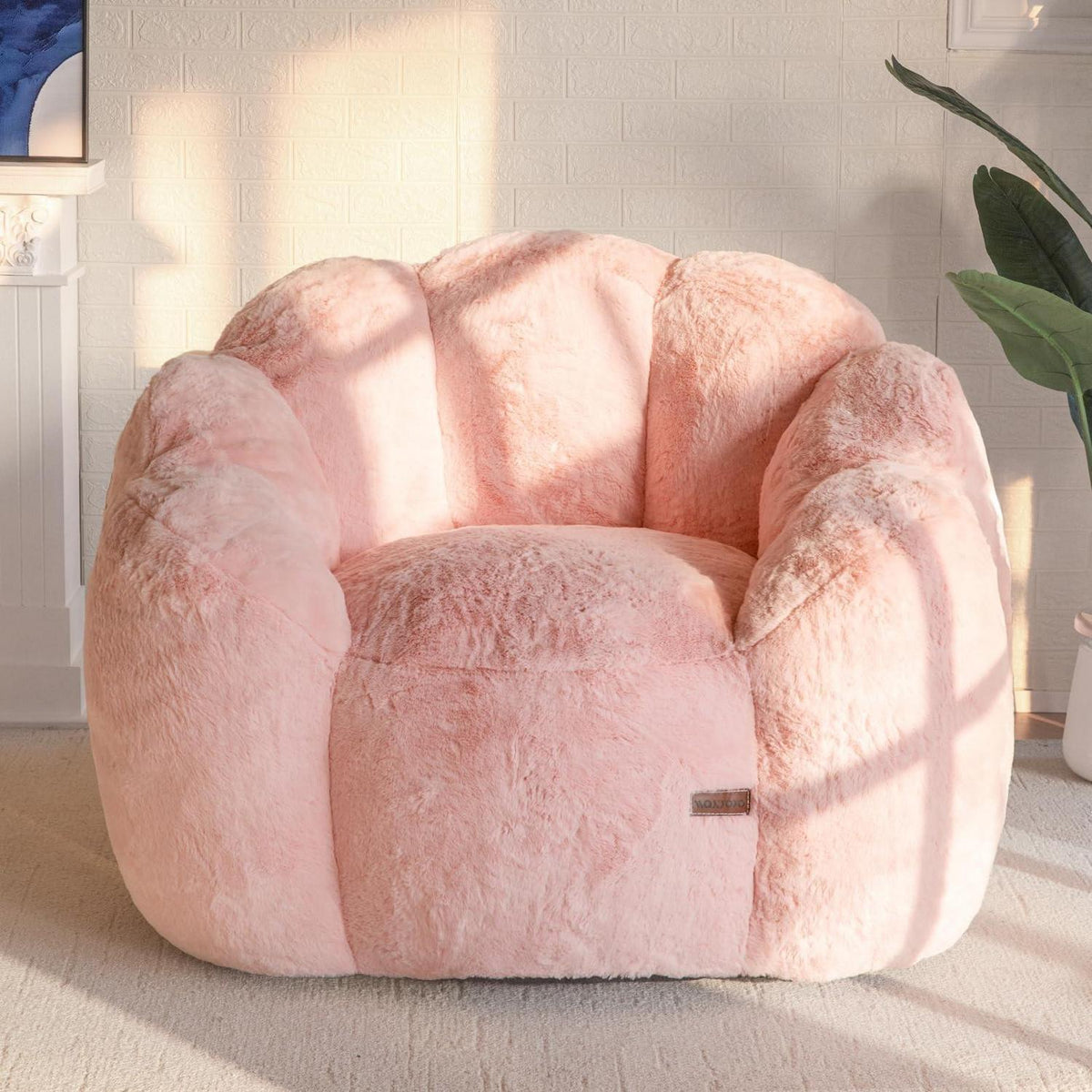 Flauschiger Sitzsack Erwachsene – Blumen Design, Rosa