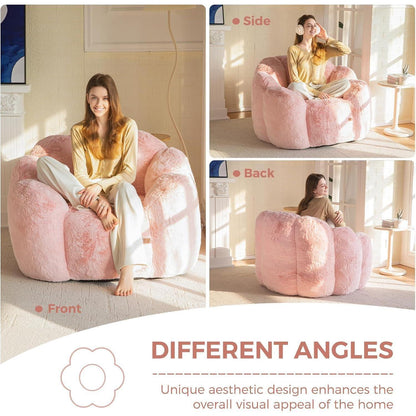 Flauschiger Sitzsack Erwachsene – Blumen Design, Rosa