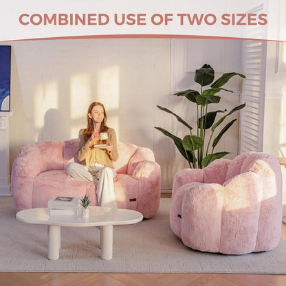 Flauschiger Sitzsack Erwachsene – Blumen Design, Rosa