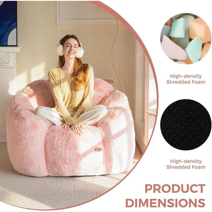Flauschiger Sitzsack Erwachsene – Blumen Design, Rosa
