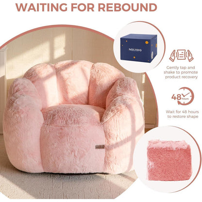 Flauschiger Sitzsack Erwachsene – Blumen Design, Rosa