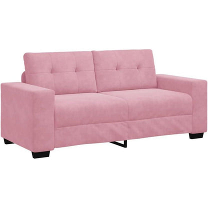 Rosa Zweisitzer-Sofa mit Kissen – Samt, 140 cm
