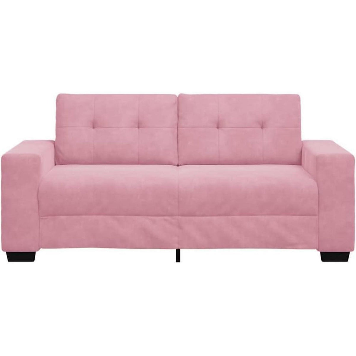 Rosa Zweisitzer-Sofa mit Kissen – Samt, 140 cm