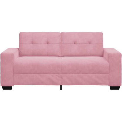 Rosa Zweisitzer-Sofa mit Kissen – Samt, 140 cm