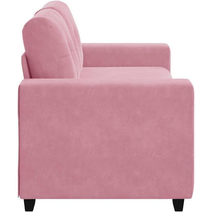 Rosa Zweisitzer-Sofa mit Kissen – Samt, 140 cm