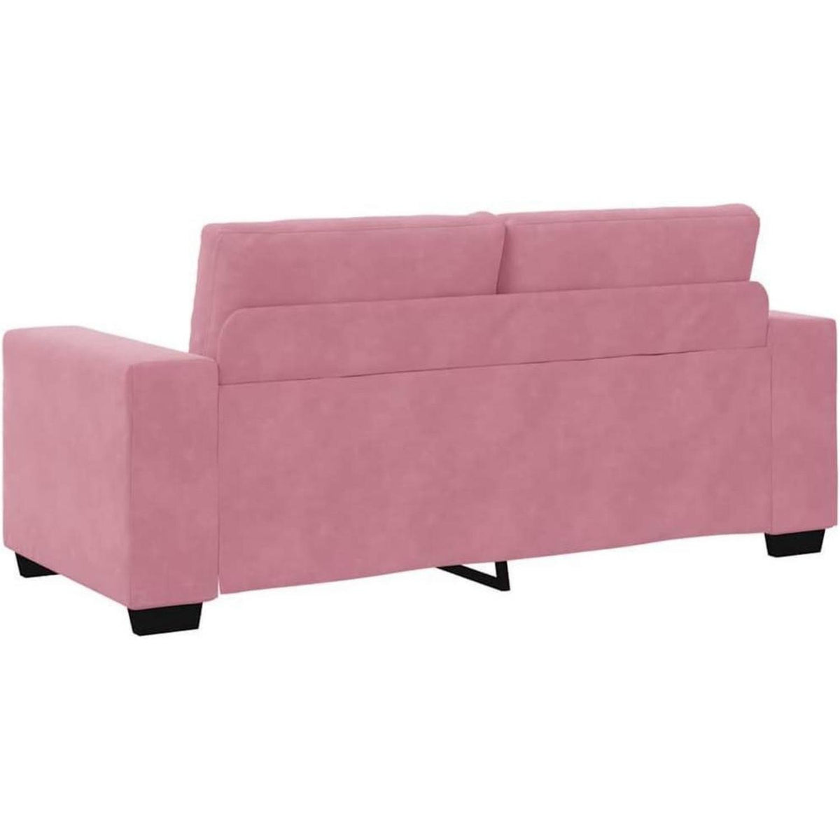 Rosa Zweisitzer-Sofa mit Kissen – Samt, 140 cm