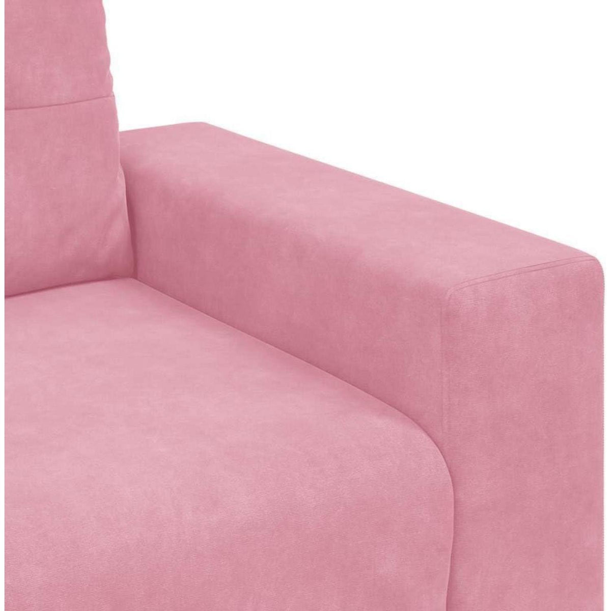 Rosa Zweisitzer-Sofa mit Kissen – Samt, 140 cm