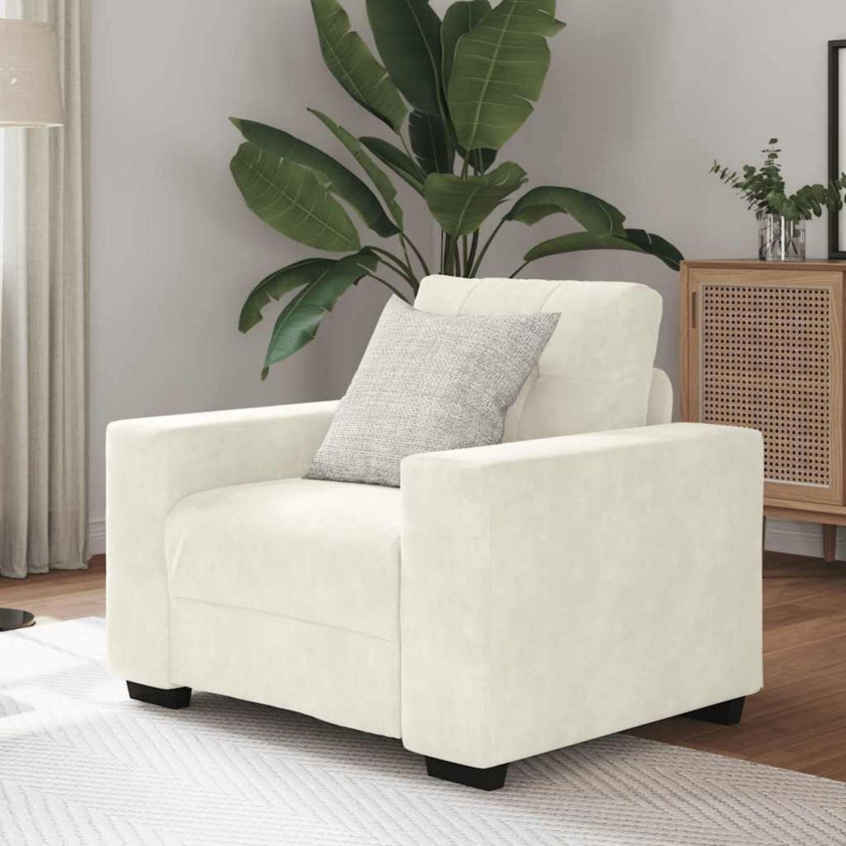 Getufteter Samt Sessel Creme - Kleiner Wohnzimmer Couch 60cm