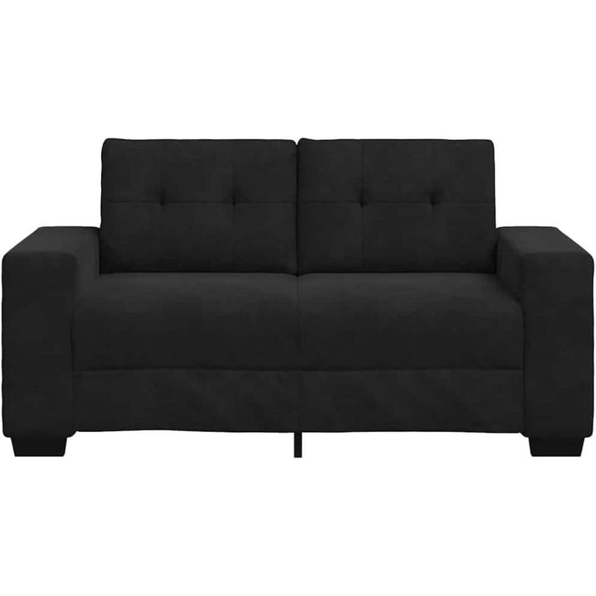 Zweisitzer Sofa Schwarz – Samtstoff, Modernes Design mit Kissen