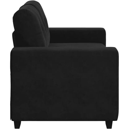 Zweisitzer Sofa Schwarz – Samtstoff, Modernes Design mit Kissen