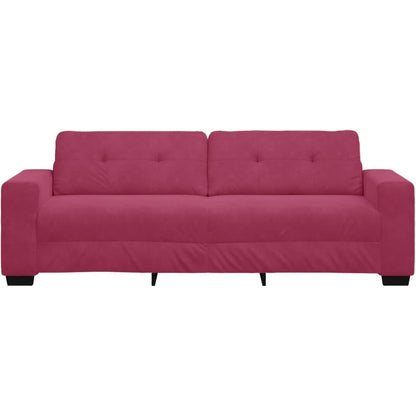Weinrot 3-Sitzer Samtsofa – 180 cm Polstersofa