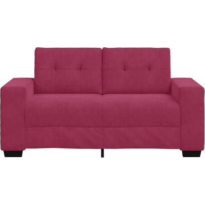 Weinrotes Samt-Sofa 120 cm – Zweisitzer mit Kissen
