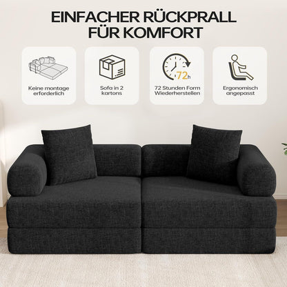 Klappbares Schlafsofa 199cm – Bequemer Futon für Wohnzimmer