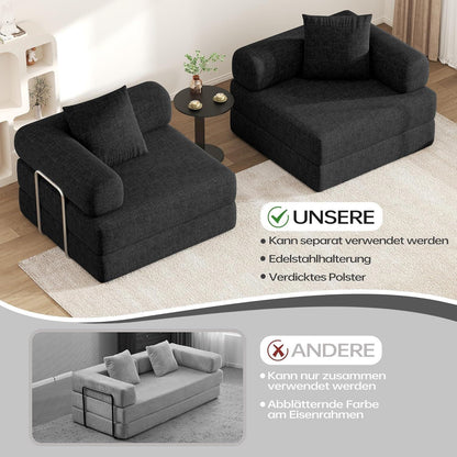 Klappbares Schlafsofa 199cm – Bequemer Futon für Wohnzimmer