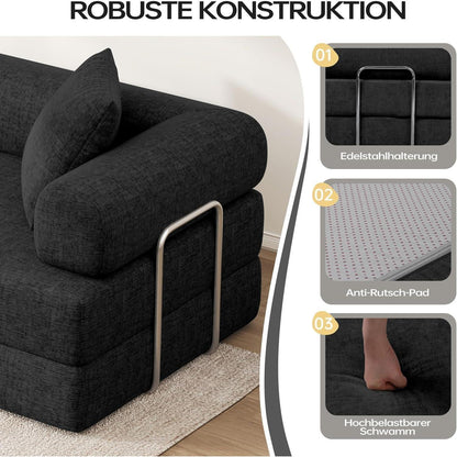 Klappbares Schlafsofa 199cm – Bequemer Futon für Wohnzimmer