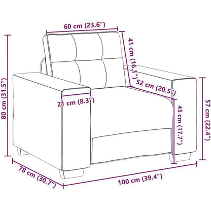 Hellgrauer Samt Sessel – Kleines Sofa 60 cm, Modernes Design