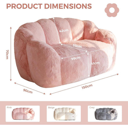 Flauschiger Sitzsack 2-Sitzer mit Memory Foam – Rosa