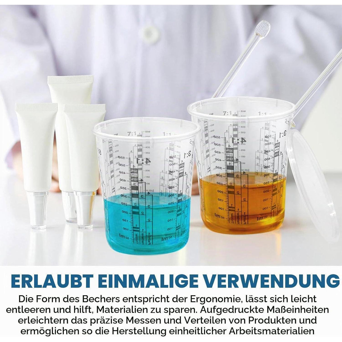 20 Lackmischbecher 680ml mit Deckel – Messbecher für Farbe & Harz