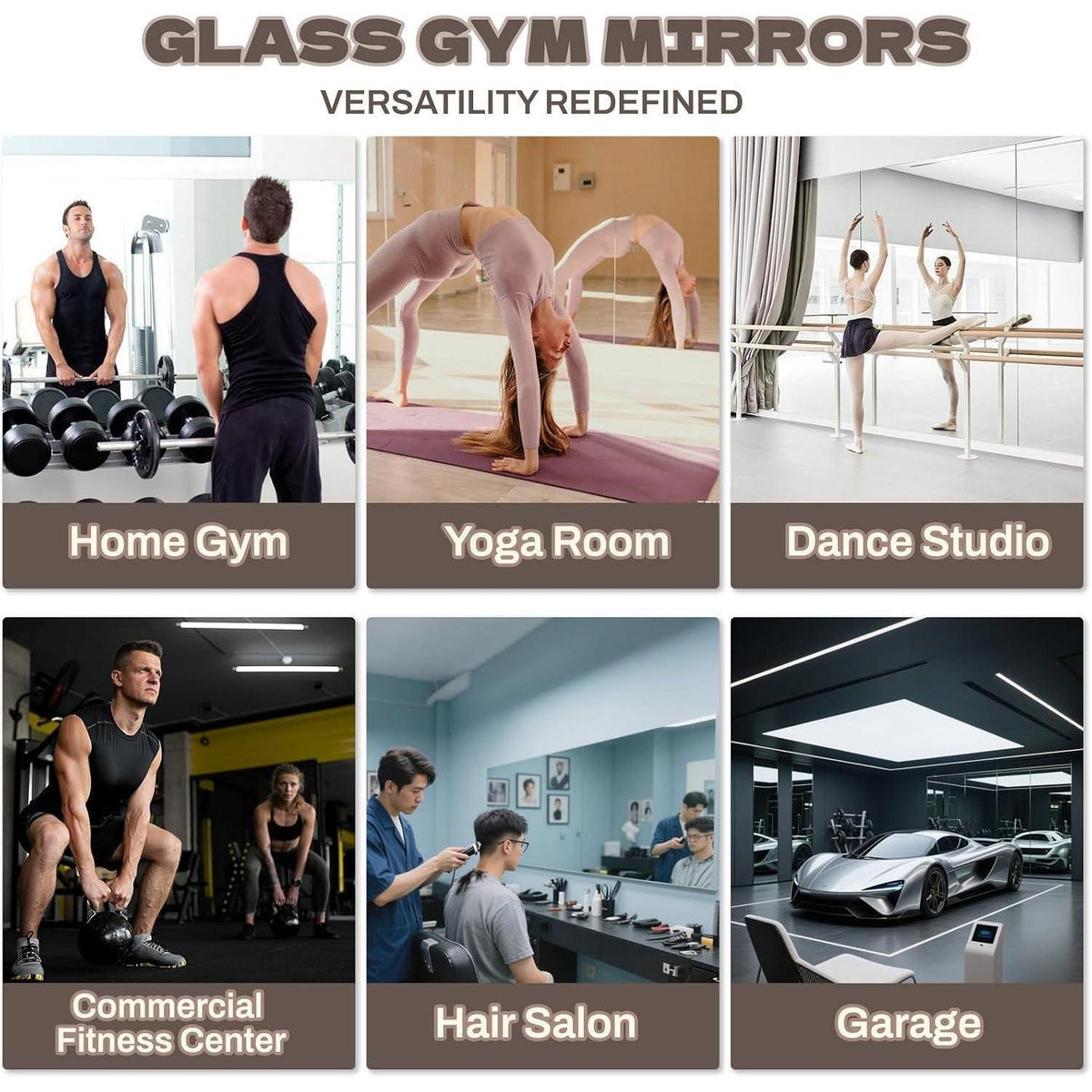 3x Große Wandspiegel 122x61cm – Fitness, Yoga & Zuhause