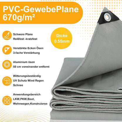 Abdeckplane Grau 2x2m – Wasserdicht & Reißfest für LKW, Boot & Garten