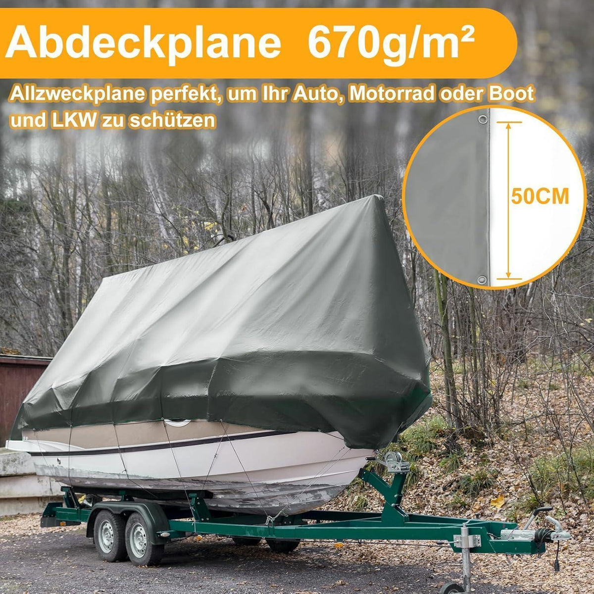 Abdeckplane Grau 2x4m – Wasserdicht, Reißfest & UV-Beständig